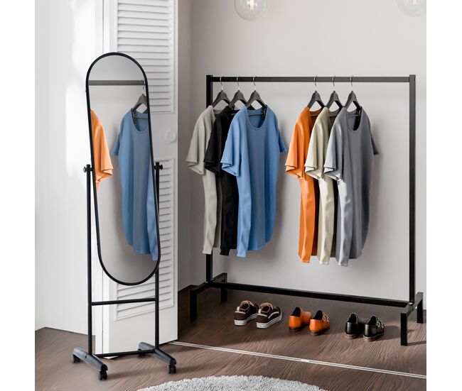 Espejo de pie nane oval metal negro 42x40x155 cm