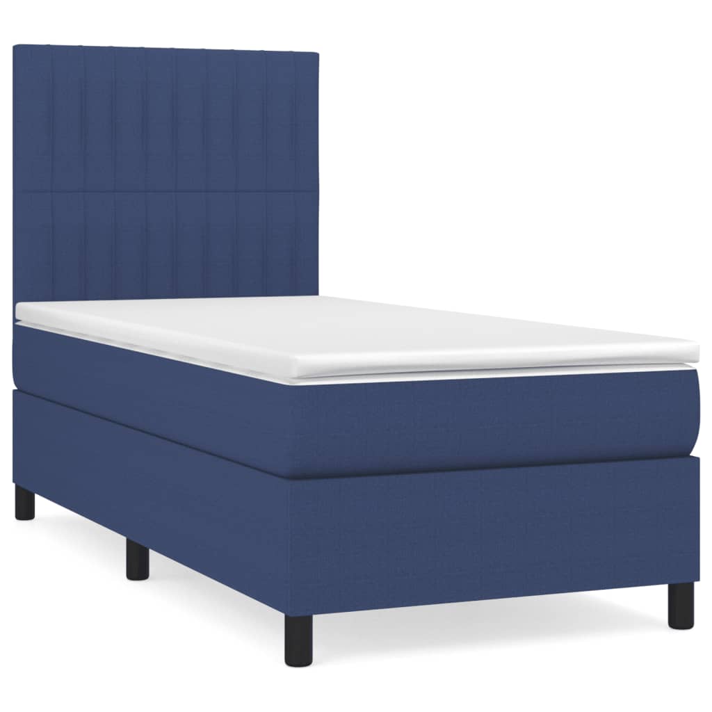 Cama box spring Rayas verticales 90x200 Azul