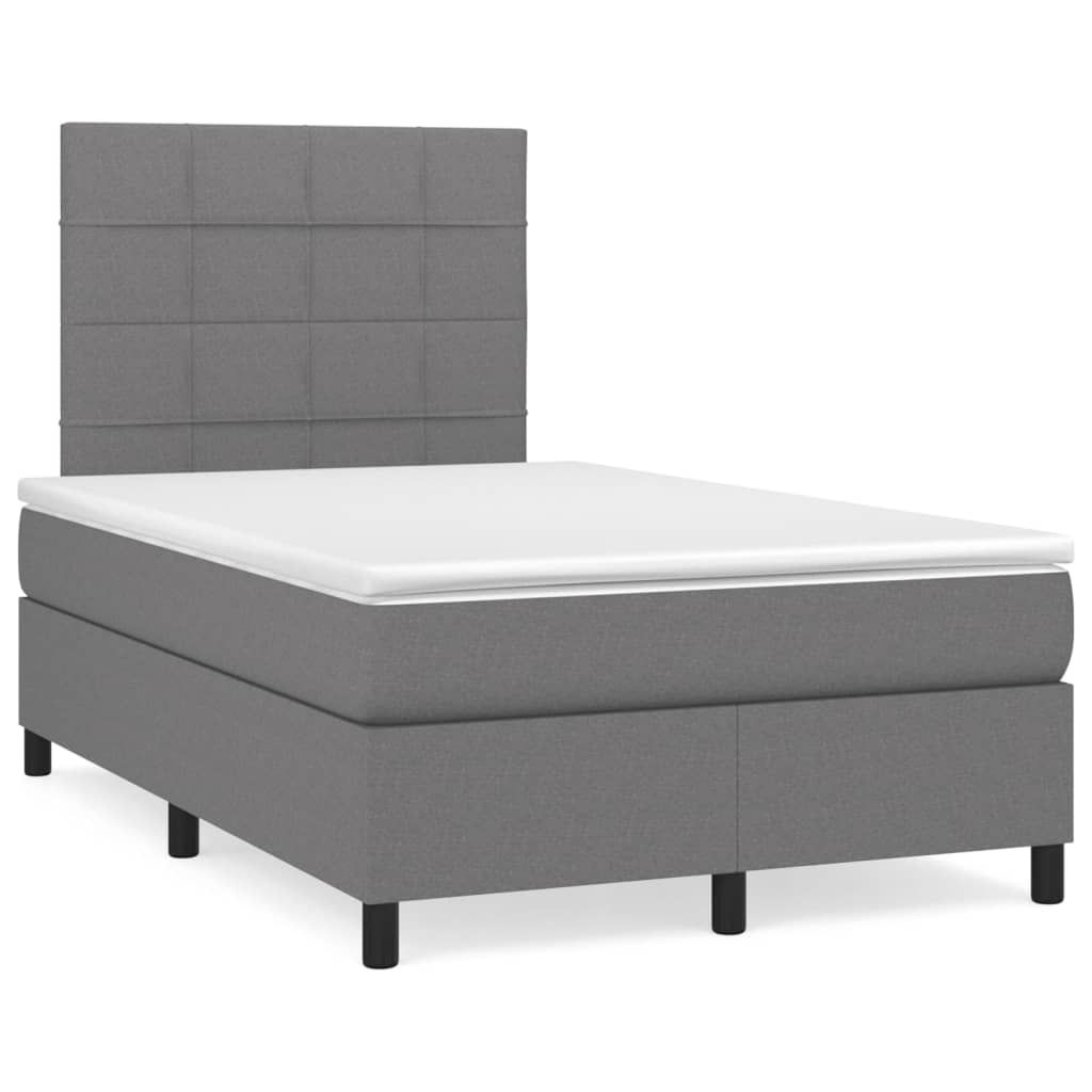 cama box spring con colchon tela gris oscuro 120x200 cm bloques con cuadros