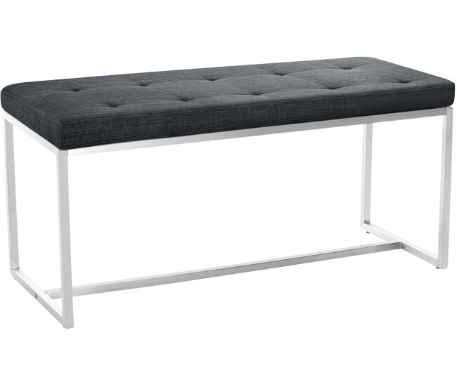 Banco 2 plazas barci en tela gris oscuro 40x100x48 cm