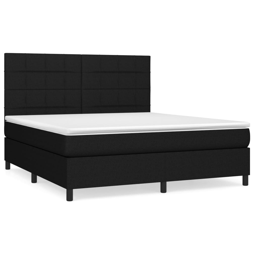 Cama box spring Bloques con cuadros 180x200 Negro