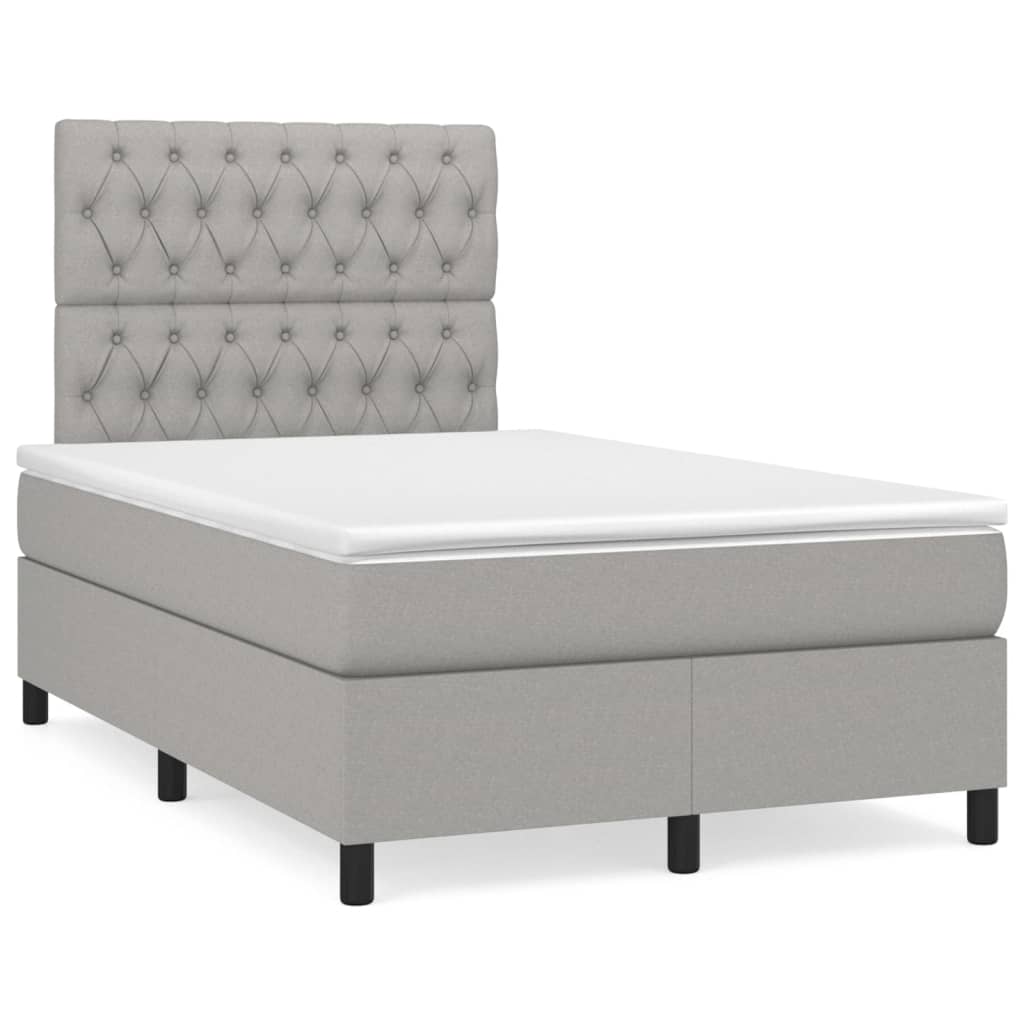 Cama box spring Diseño de botones 120x200 Gris Claro