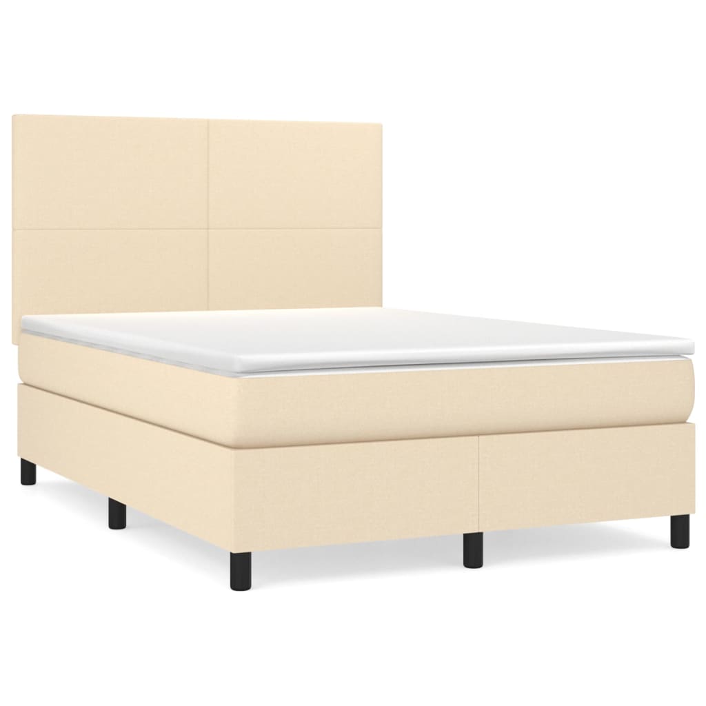 Cama box spring Diseño plano 140x190 Crema