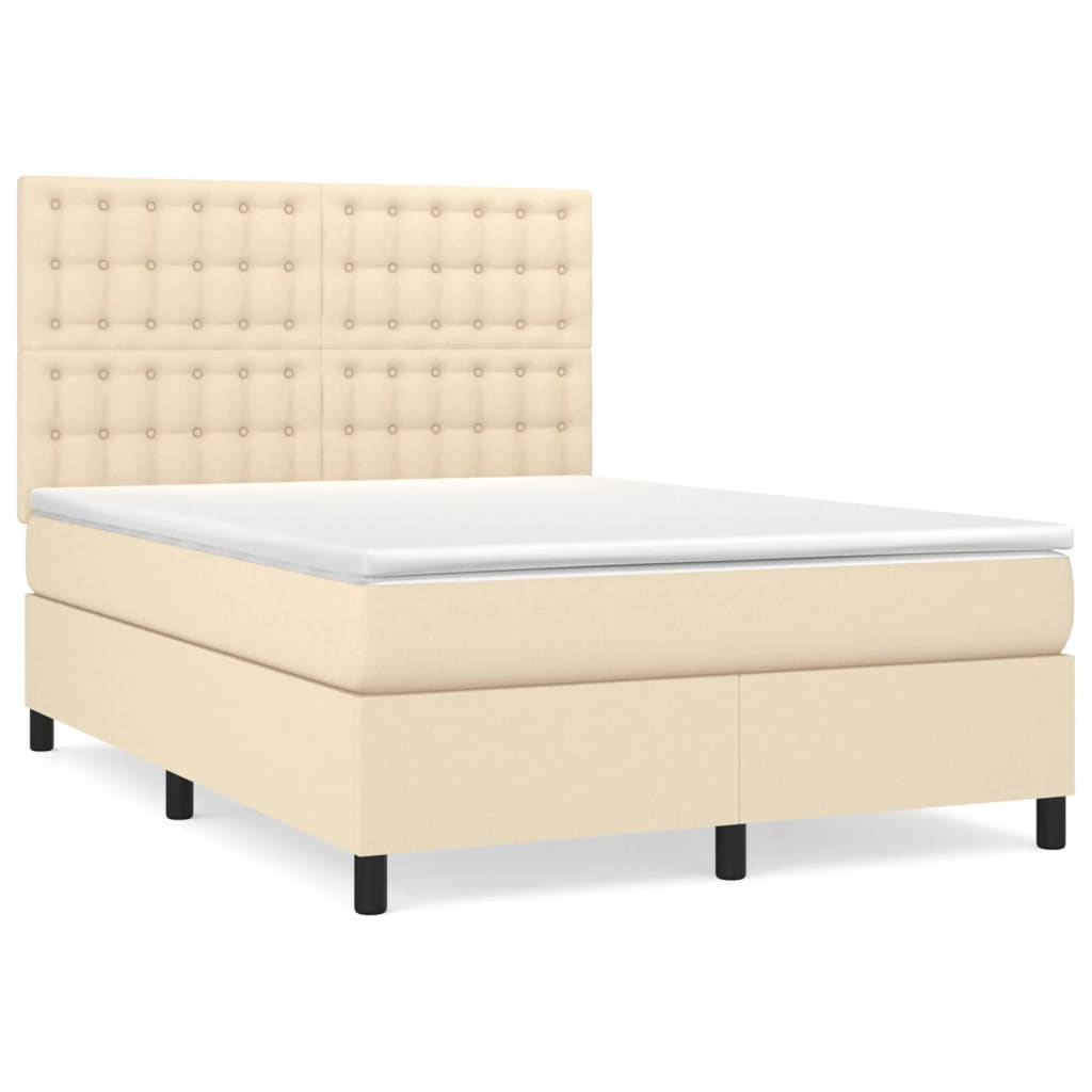 Cama box spring  Botones 140x190 Crema
