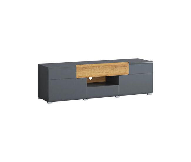 Mueble TV 2 puertas 2 cajones 159 cm Jules Gris y Madera