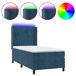 Cama box spring colchón y LED terciopelo - Rayas verticales 90x200 Cama box spring colchón y LED terciopelo - Rayas verticales 90x200 Azul