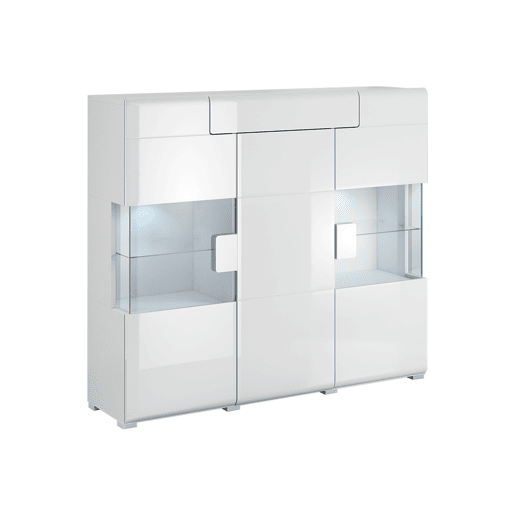 Armário alto de 3 portas e 1 gaveta com LED Jules White