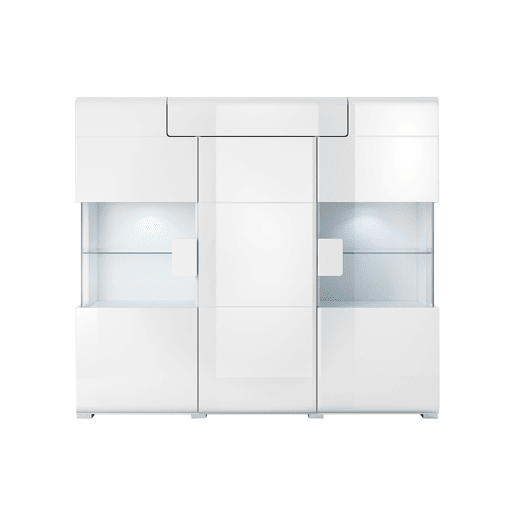 Armário alto de 3 portas e 1 gaveta com LED Jules White