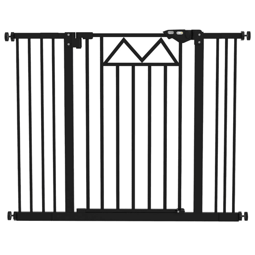 PawHut Barreira de Segurança Extensível Barreira para Animais de Estimação com Fecho Automático e Sistema de Duplo Bloqueio para Porta Corredor Escada 74-100x76 cm Preto