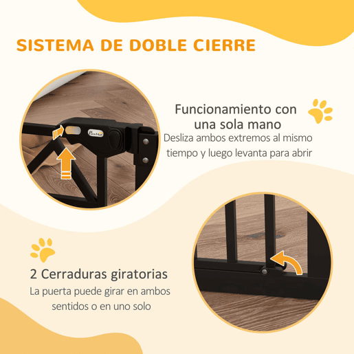 PawHut Barreira de Segurança Extensível Barreira para Animais de Estimação com Fecho Automático e Sistema de Duplo Bloqueio para Porta Corredor Escada 74-100x76 cm Preto