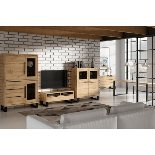 Suporte para TV 2 gavetas 124 cm Eden Madeira e Metal