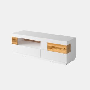 Mesa de TV 1 porta 2 gavetas 160 cm Andrea Branco e madeira