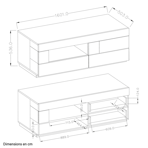 Mesa de TV 1 porta 2 gavetas 160 cm Andrea Branco e madeira