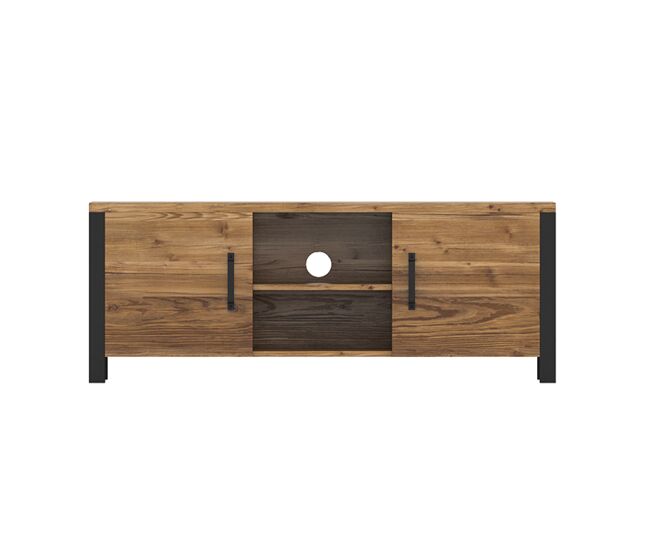 Mueble TV 2 puertas 147 cm Lyam Madera y Negro