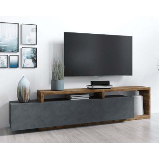 Suporte para TV 1 gaveta 219 cm Ilyes Cinzento e Madeira