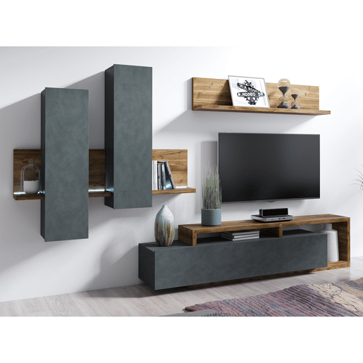 Suporte para TV 1 gaveta 219 cm Ilyes Cinzento e Madeira