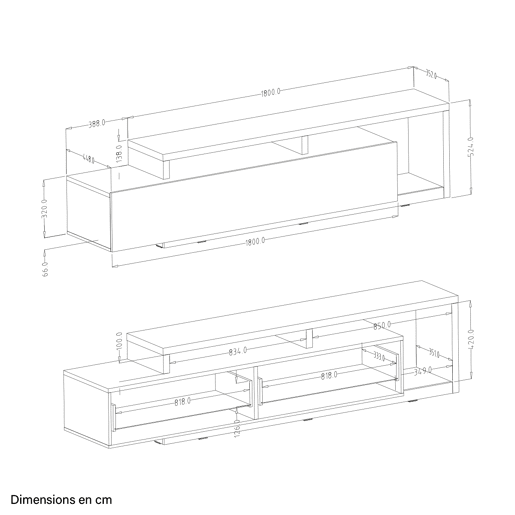 Suporte para TV 1 gaveta 219 cm Ilyes Cinzento e Madeira