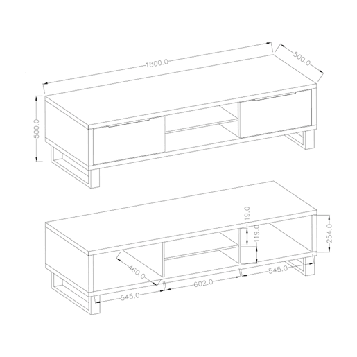 Suporte para TV 2 gavetas 180 cm Eden Madeira e Metal