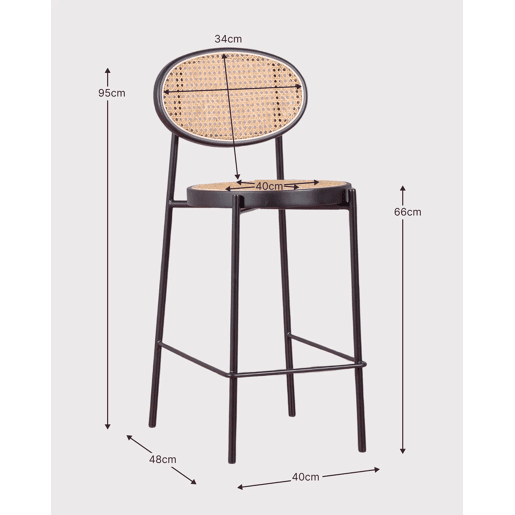 Banco vintage com design clássico em rotim natural (65cm) - Norte