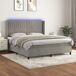 Cama box spring colchón y LED terciopelo - Rayas verticales 180x200 Cama box spring colchón y LED terciopelo - Rayas verticales 180x200 Gris Claro