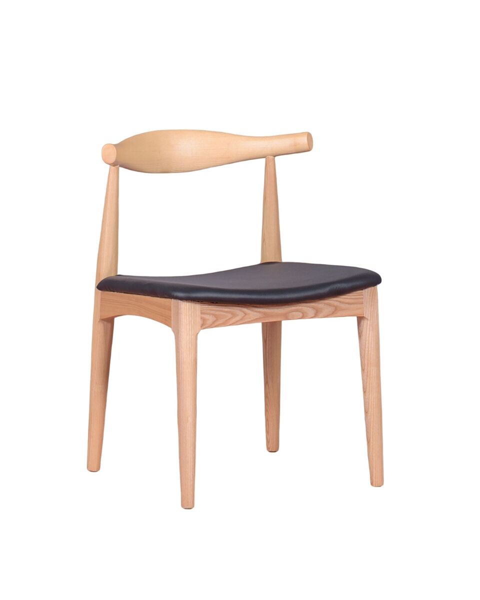 Silla de comedor en madera de fresno y cojín de polipiel - elbow