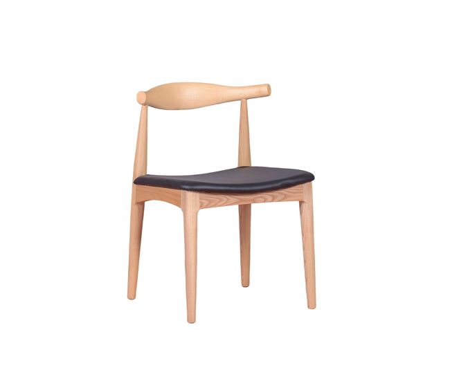 Silla de comedor en madera de fresno y cojín de polipiel - elbow
