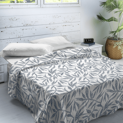 SANDAL - Conjunto de Lençóis Impressos Cama 2 Peças 135 - Algodão extra macio - Inclui lençol plano + 1 fronha - WAKIA BLUE
