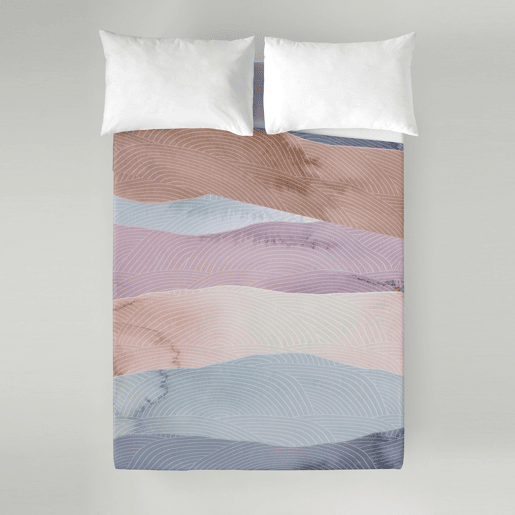SANDAL - Conjunto de Lençóis Impressos Cama 2 Peças 135 - Algodão extra macio - Inclui lençol plano + 1 fronha - OCEAN BLUE