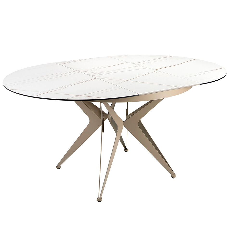 Angel cerda mesa comedor extensible redonda mármol porcelánico y acero gris