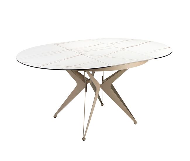 Angel cerda mesa comedor extensible redonda mármol porcelánico y acero gris
