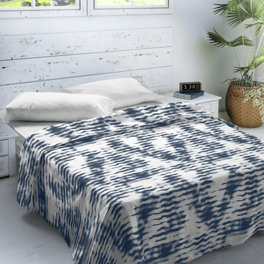 SANDAL - Conjunto de Lençóis Impressos Cama 2 Peças 90 - Algodão extra macio - Inclui lençol plano + 1 fronha - WAVES BLUE