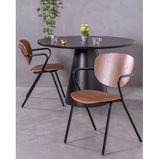 Cadeira de jantar de estilo industrial em madeira de nogueira - Alpha