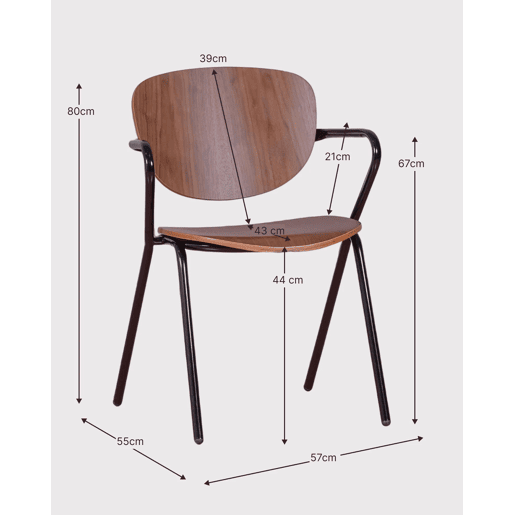 Cadeira de jantar de estilo industrial em madeira de nogueira - Alpha