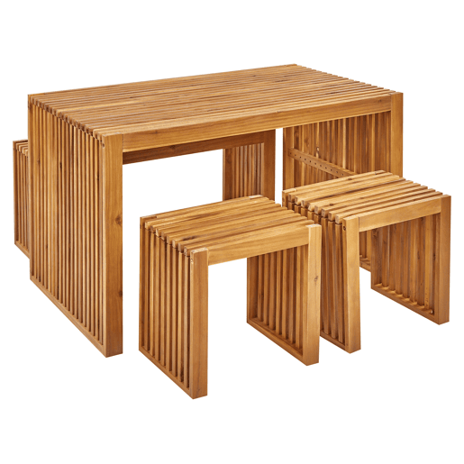 Conjunto de refeições de de jardim com bancos e tamboretes 4 lugares BELLANO Madeira de acácia Castanho Conjunto de refeições de de jardim com bancos e tamboretes 4 lugares BELLANO Madeira de acácia Castanho