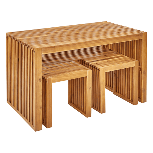 Conjunto de refeições de de jardim com bancos e tamboretes 4 lugares BELLANO Madeira de acácia Castanho Conjunto de refeições de de jardim com bancos e tamboretes 4 lugares BELLANO Madeira de acácia Castanho