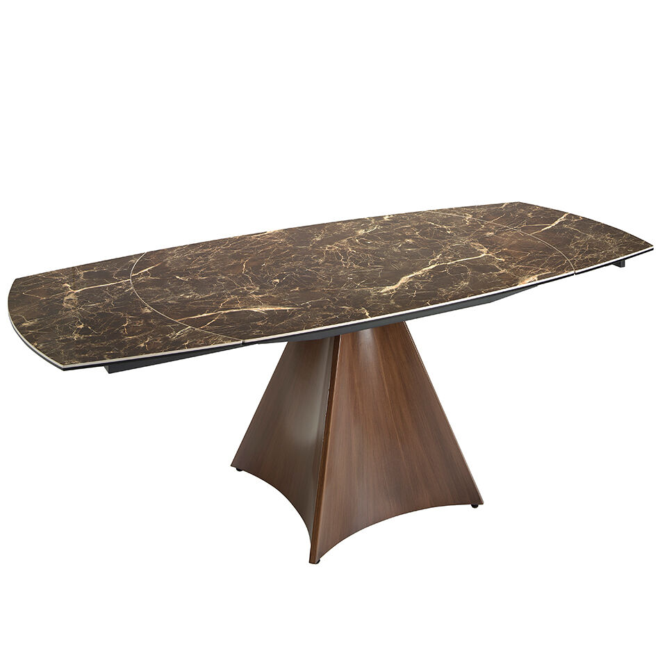 ANGEL CERDÁ Mesa comedor extensible ovalada barril mármol y madera 205x90