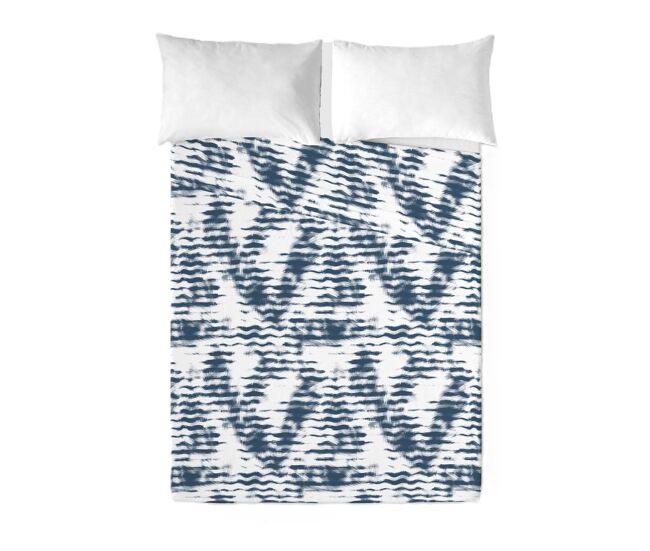 Sandal - juego de sábanas estampadas 2 piezas cama 135 - algodón extra suave - incluye sábana encimera + 1 funda de almohada - waves blue
