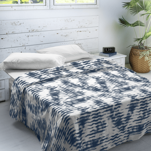 SANDAL - Conjunto de Lençóis Impressos Cama 2 Peças 135 - Algodão extra macio - Inclui lençol plano + 1 fronha - WAVES BLUE