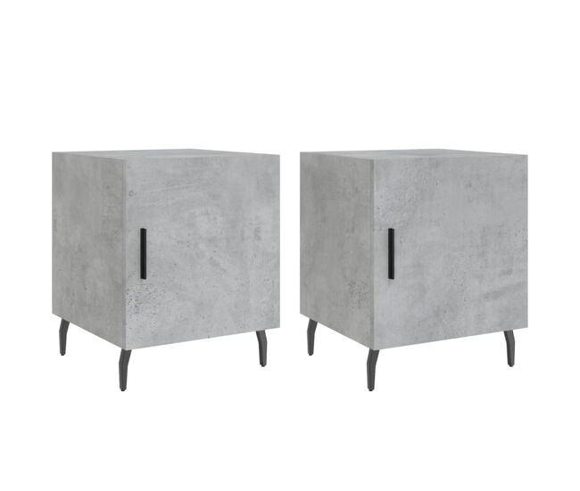 Vidaxl mesitas noche 2 uds madera ingeniería gris hormigón 40x40x50 cm