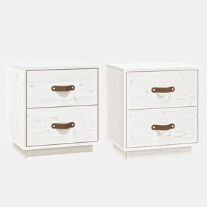 vidaXL Mesas de cabeceira 2 pcs 40x34x45 cm pinho maciço branco