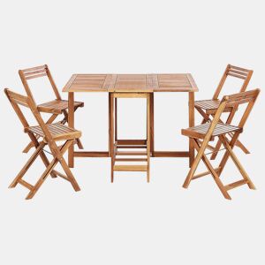 Conjunto de refeições de jardim 4 lugares FRASSINE Madeira de acácia Castanho