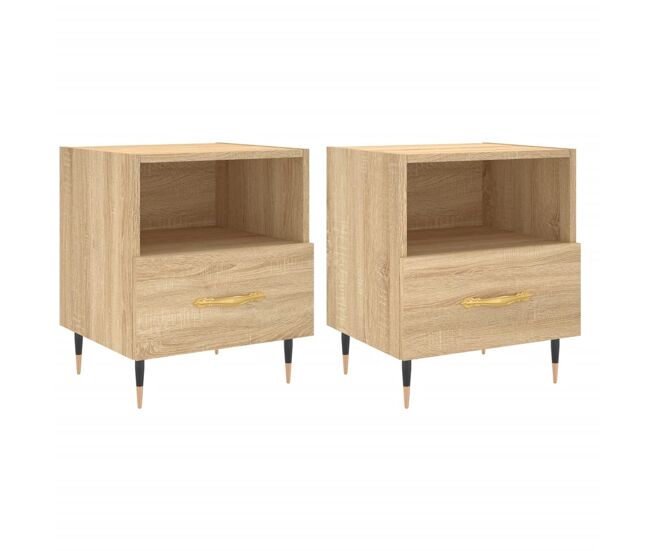 Vidaxl mesita noche 2 uds madera ingeniería roble sonoma 40x35x47,5 cm