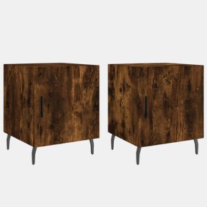 vidaXL Mesa cabeceira 2pcs 40x40x50cm derivado madeira carvalho fumado