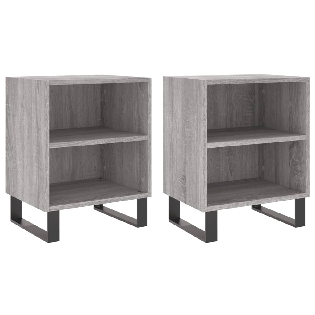 Vidaxl mesitas de noche 2 uds madera ingeniería gris sonoma 40x30x50cm