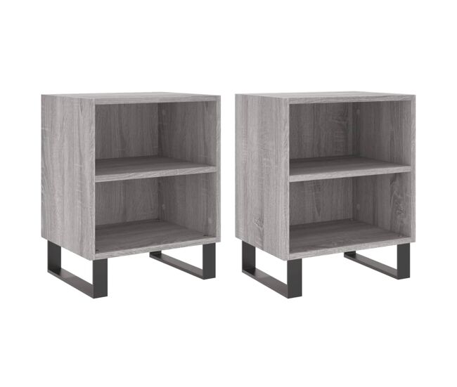 Vidaxl mesitas de noche 2 uds madera ingeniería gris sonoma 40x30x50cm
