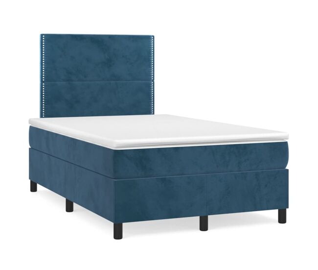 Cama box spring con colchón terciopelo - Liso con clavos 120x200