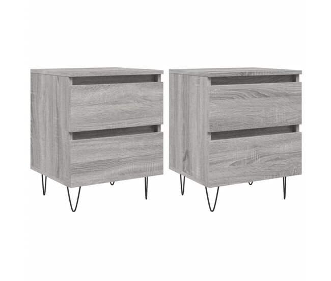 Vidaxl mesita de noche 2 uds madera ingeniería gris sonoma 40x35x50 cm