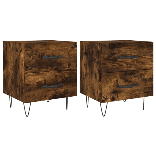 vidaXL Mesa de cabeceira 2 pcs derivados de madeira carvalho fumado