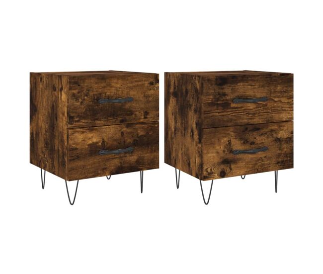 Vidaxl mesita noche 2 uds madera ingeniería roble ahumado 40x35x47,5cm