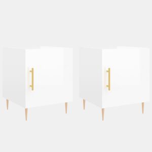 vidaXL Mesa cabeceira 2pcs 40x40x50cm deriv. madeira branco brilhante